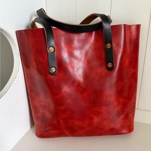 Lamb Leather Goods Chili Pepper Red Full Grain Leather Tote